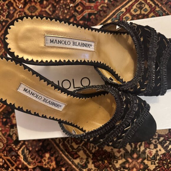 Manolo Blahnik Mules Black Suede - Picture 4 of 5